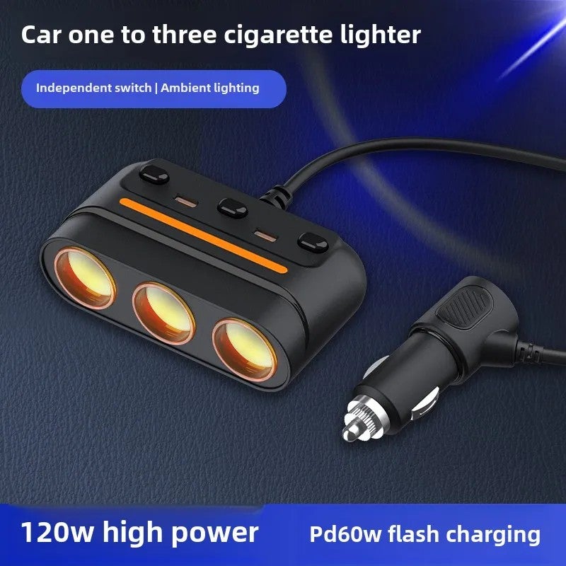 Bluejw 12-24V Car Charger Adapter: 3-Socket Splitter with Independent Switch, Colorful Lights, USB & Type-C Ports - Automobile Charger for Cars & Trucks - Image 4